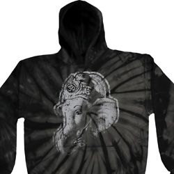 Mens Yoga Hoodie BIG Ganesha Profile Tie Dye Hoody