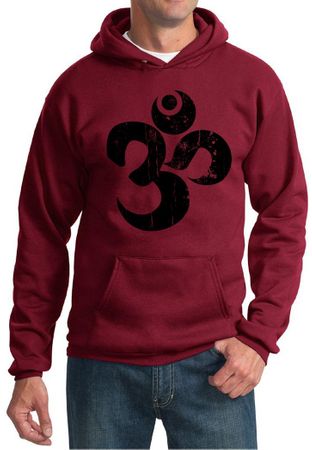Mens Yoga Hoodie Black Distressed OM Hoody