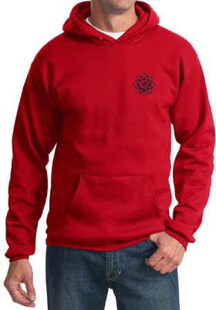Mens Yoga Hoodie Black Lotus OM Patch Pocket Print Hoody