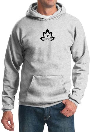 Mens Yoga Hoodie Black Namaste Lotus Hoody