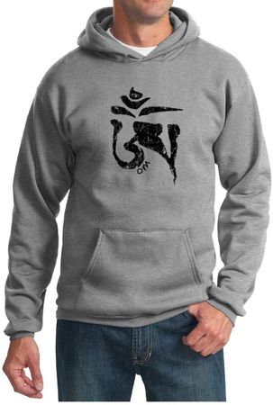 Mens Yoga Hoodie Black Tibetan Om Hoody