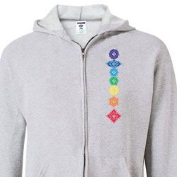 Mens Yoga Hoodie Floral Chakras Full Zip Hoody