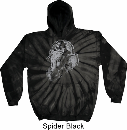 Mens Yoga Hoodie Ganesha Profile Tie Dye Hoody