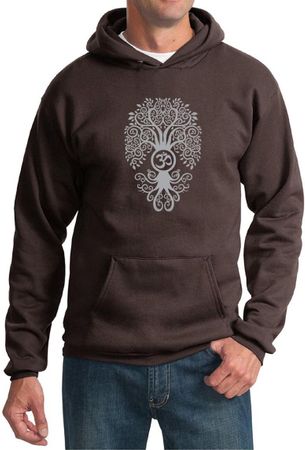 Mens Yoga Hoodie Grey Bodhi Tree Hoody