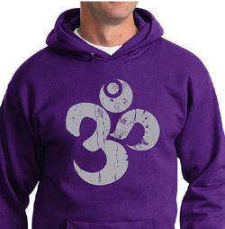 Mens Yoga Hoodie Grey Distressed OM Hoody Mens Yoga Hoodie Grey Distressed OM Hoody
