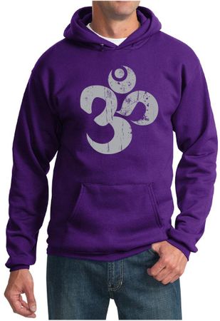 Mens Yoga Hoodie Grey Distressed OM Hoody