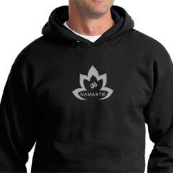 Mens Yoga Hoodie Grey Namaste Lotus Hoody