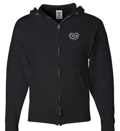 Mens Yoga Hoodie OM Heart Pocket Print Full Zip Hoody