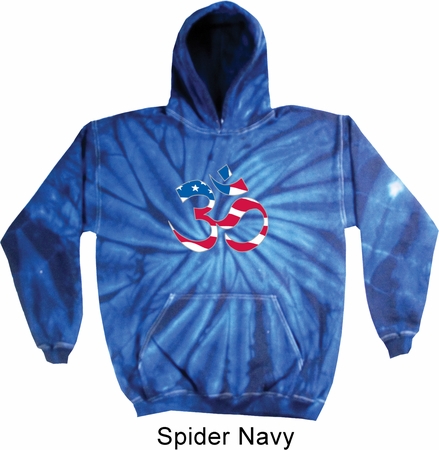 Mens Yoga Hoodie Patriotic Om Tie Dye Hoody
