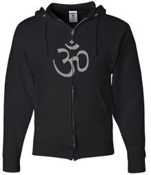 Mens Yoga Hoodie Sweatshirt - Aum Symbol Full Zip Hooded Sweat Shirt