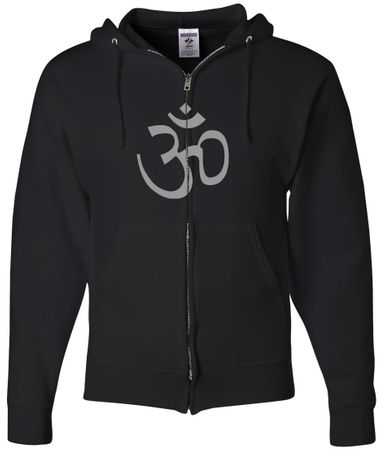 Mens Yoga Hoodie Sweatshirt - Aum Symbol Full Zip Hooded Sweat Shirt