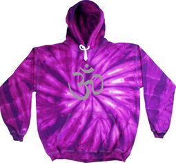 Mens Yoga Hoodie Sweatshirt - Aum Symbol Purple Tie Dye Hoody
