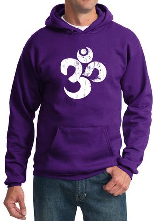 Mens Yoga Hoodie White Distressed OM Hoody