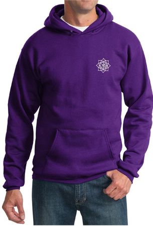Mens Yoga Hoodie White Lotus OM Pocket Print Hoody