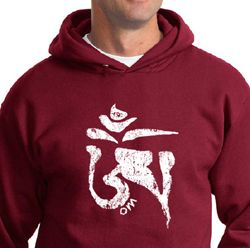 Mens Yoga Hoodie White Tibetan Om Hoody