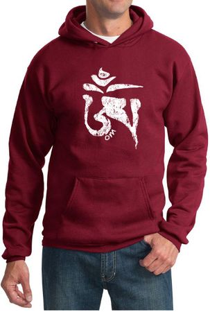 Mens Yoga Hoodie White Tibetan Om Hoody