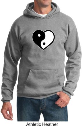 Mens Yoga Hoodie Yin Yang Heart Hoody