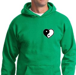 Mens Yoga Hoodie Yin Yang Heart Pocket Print Hoody