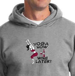 Mens Yoga Hoodie Yoga Now Wine Later Hoody