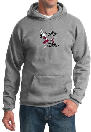 Mens Yoga Hoodie Yoga Now Wine Later Hoody