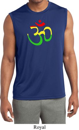 Mens Yoga Rasta Aum Moisture Wicking Sleeveless Shirt