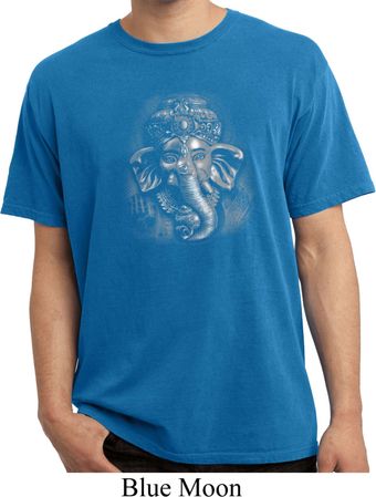 Mens Yoga Shirt 3D Ganesha Darks Pigment Dyed Tee T-Shirt