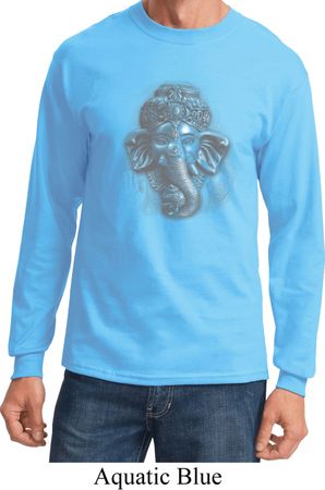 Mens Yoga Shirt 3D Ganesha Lights Long Sleeve Tee T-Shirt