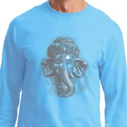 Mens Yoga Shirt 3D Ganesha Lights Long Sleeve Tee T-Shirt