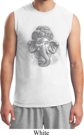 Clearance - Mens 3D Ganesha Lights Muscle Yoga Tee T-Shirt