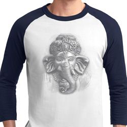 Mens Yoga Shirt 3D Ganesha Lights Raglan Tee T-Shirt