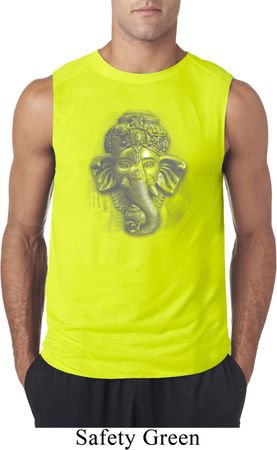 Mens Yoga Shirt 3D Ganesha Lights Sleeveless Tee T-Shirt