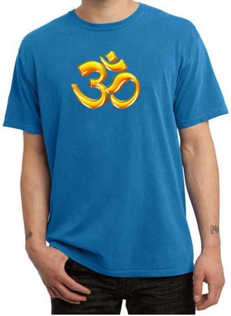 Mens Yoga Shirt 3D OM Pigment Dyed Tee T-Shirt