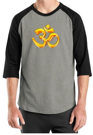 Mens Yoga Shirt 3D OM Raglan Tee T-Shirt