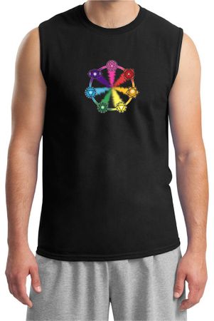 Mens Yoga Shirt 7 Chakra Circle Muscle Tee T-Shirt