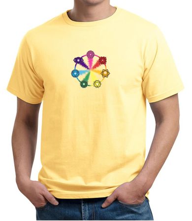 Mens Yoga Shirt 7 Chakra Circle Organic Tee T-Shirt