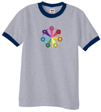 Mens Yoga Shirt 7 Chakra Circle Ringer Tee T-Shirt