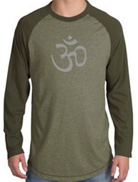 Mens Yoga Shirt - Aum Symbol Adult Long Sleeve Raglan Shirt