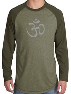 Mens Yoga Shirt - Aum Symbol Adult Long Sleeve Raglan Shirt