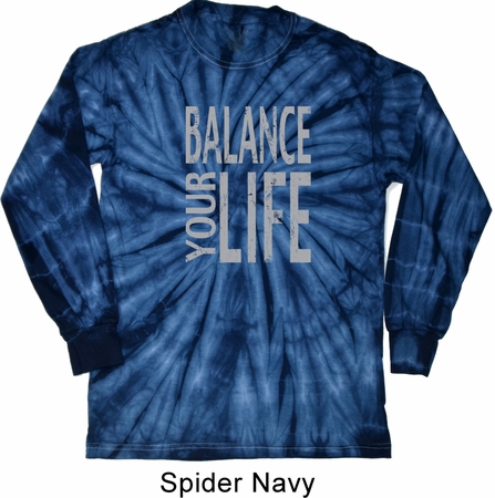Mens Yoga Shirt Balance Your Life Long Sleeve Tie Dye Tee T-shirt