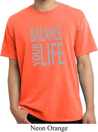 Mens Yoga Shirt Balance Your Life Pigment Dyed Tee T-Shirt
