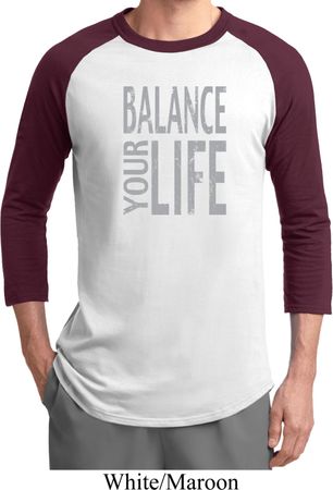 Mens Yoga Shirt Balance Your Life Raglan Tee T-Shirt