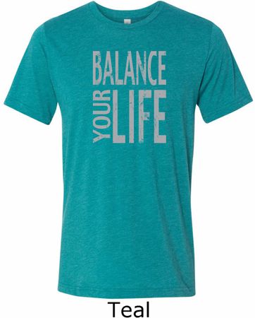 Mens Yoga Shirt Balance Your Life Tri Blend Crewneck Tee T-Shirt
