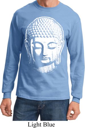 Mens Yoga Shirt Big Buddha Head Long Sleeve Tee T-Shirt