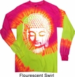 Mens Yoga Shirt Big Buddha Head Long Sleeve Tie Dye Tee T-shirt