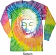 Mens Yoga Shirt Big Buddha Head Long Sleeve Tie Dye Tee T-shirt