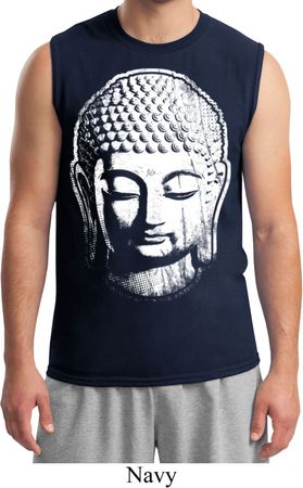 Mens Yoga Shirt Big Buddha Head Muscle Tee T-Shirt