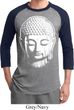 Mens Yoga Shirt Big Buddha Head Raglan Tee T-Shirt