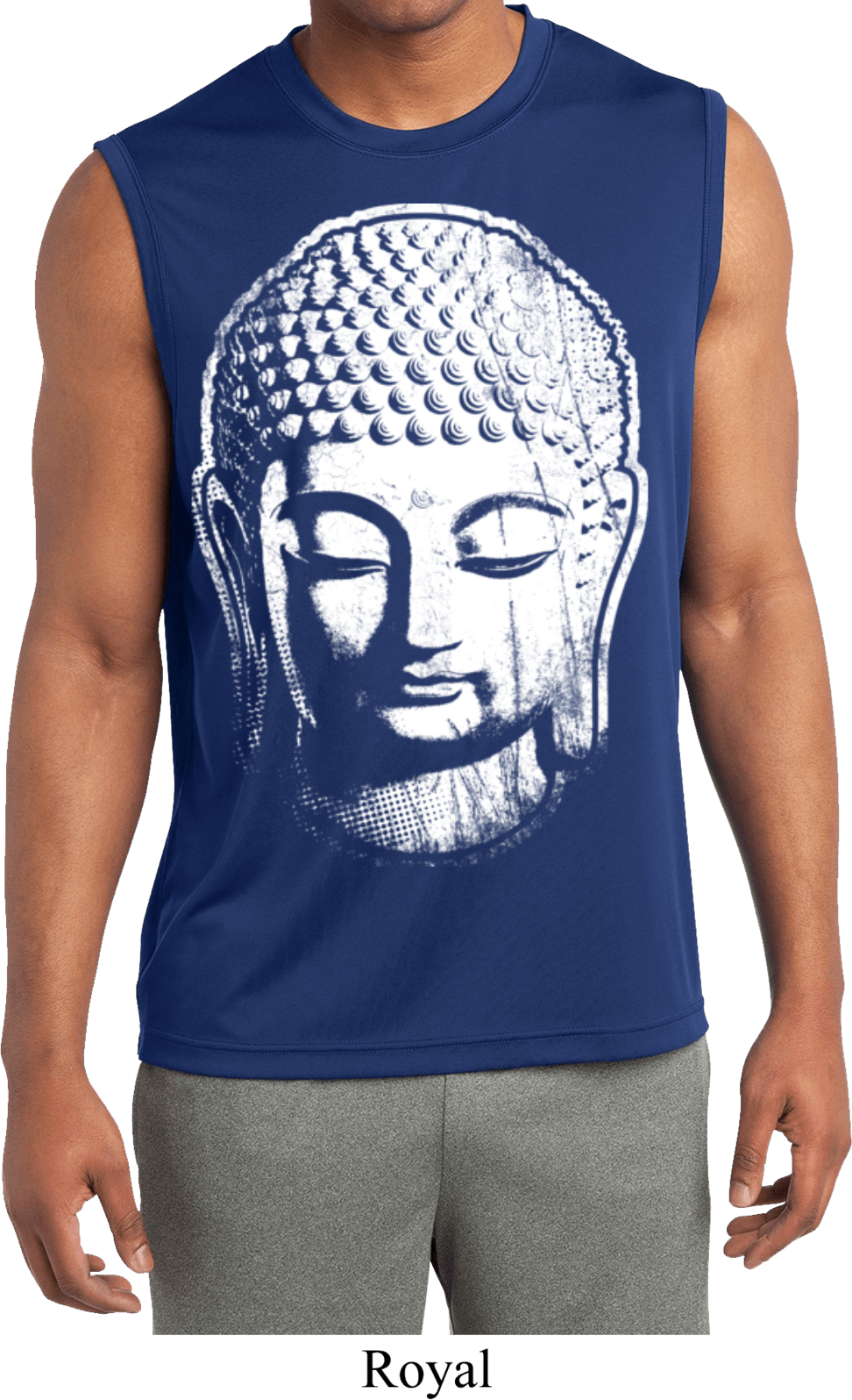Mens Yoga Shirt Big Buddha Head Sleeveless Moisture Wicking Tee Big