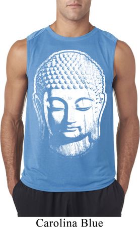 Mens Yoga Shirt Big Buddha Head Sleeveless Tee T-Shirt