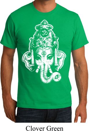 Mens Yoga Shirt BIG Ganesha Head Organic Tee T-Shirt
